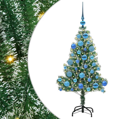 Konstgjord Julgran Snöflockad med LED Ljus Grön och Vit 120 cm