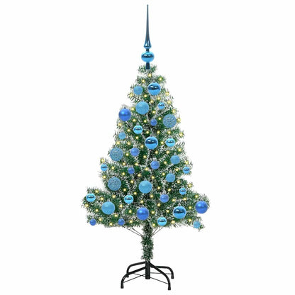Konstgjord Julgran Snöflockad med LED Ljus Grön och Vit 120 cm