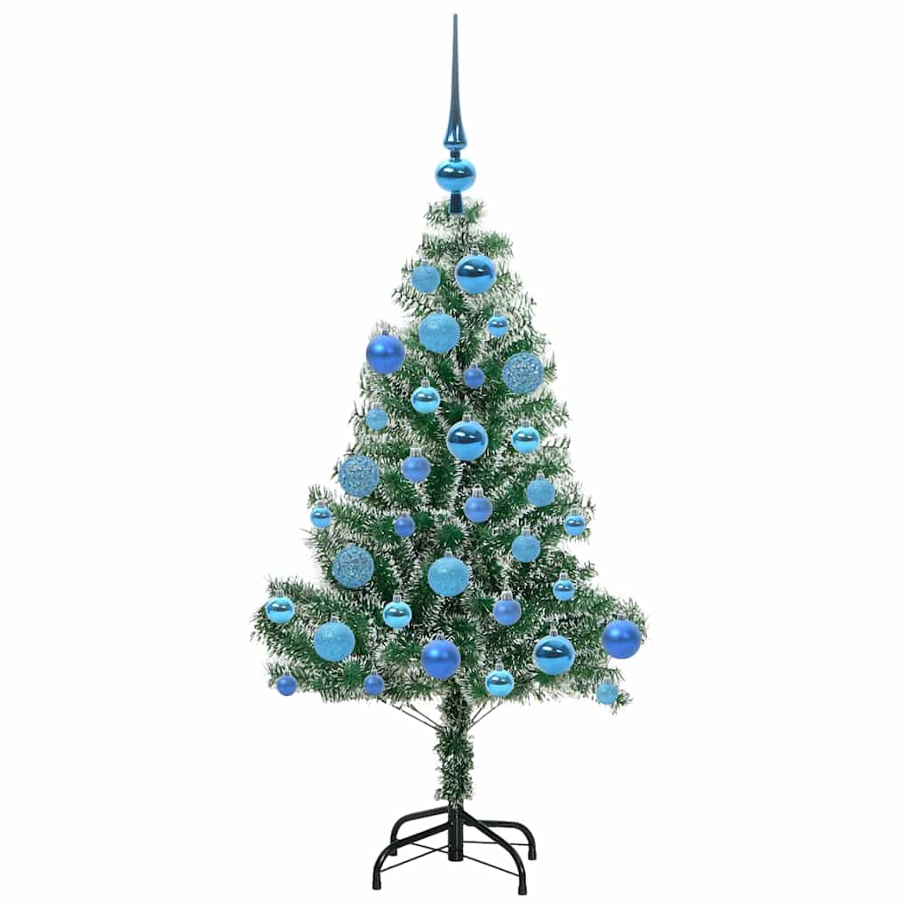 Konstgjord Julgran Snöflockad med LED Ljus Grön och Vit 120 cm