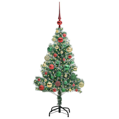 Konstgjord Julgran Snöflockad med LED Ljus Grön och Vit 120 cm