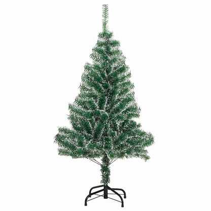 Konstgjord Julgran Snöflockad med LED Ljus Grön och Vit 120 cm