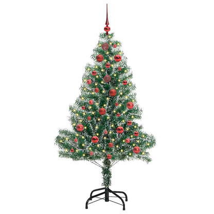 Konstgjord Julgran Snöflockad med LED Ljus Grön och Vit 150 cm