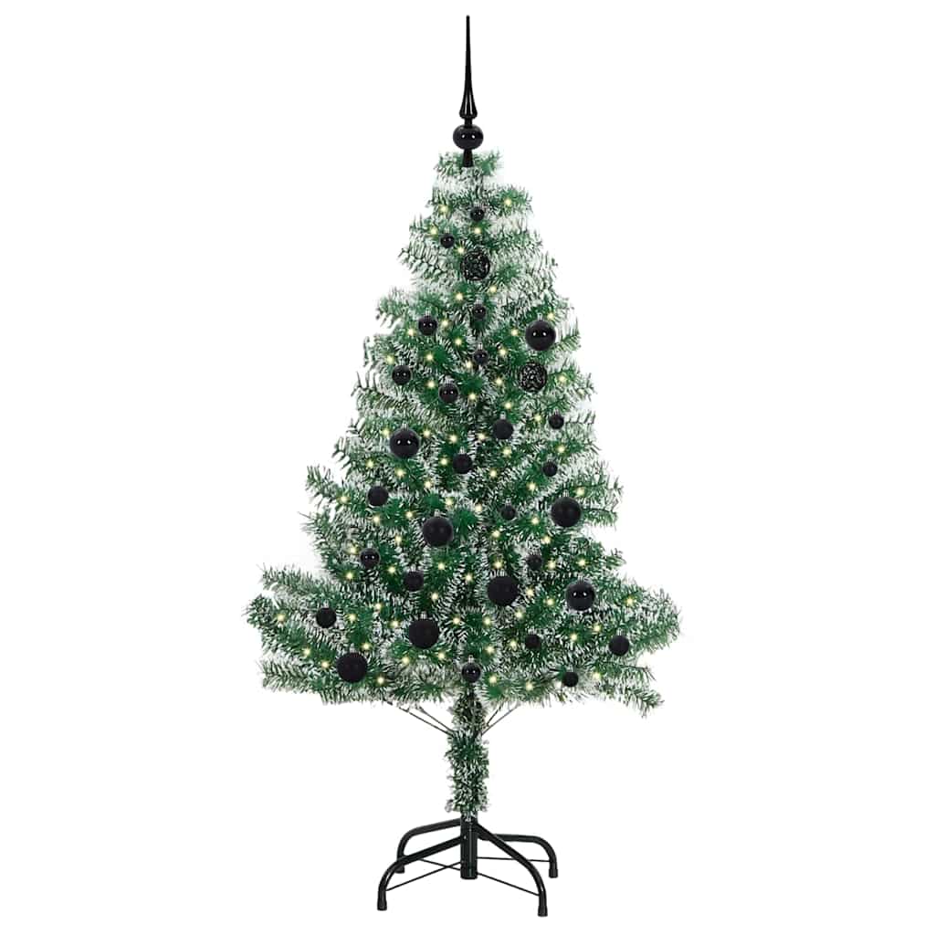 Konstgjord Julgran Snöflockad med LED Ljus Grön och Vit 150 cm
