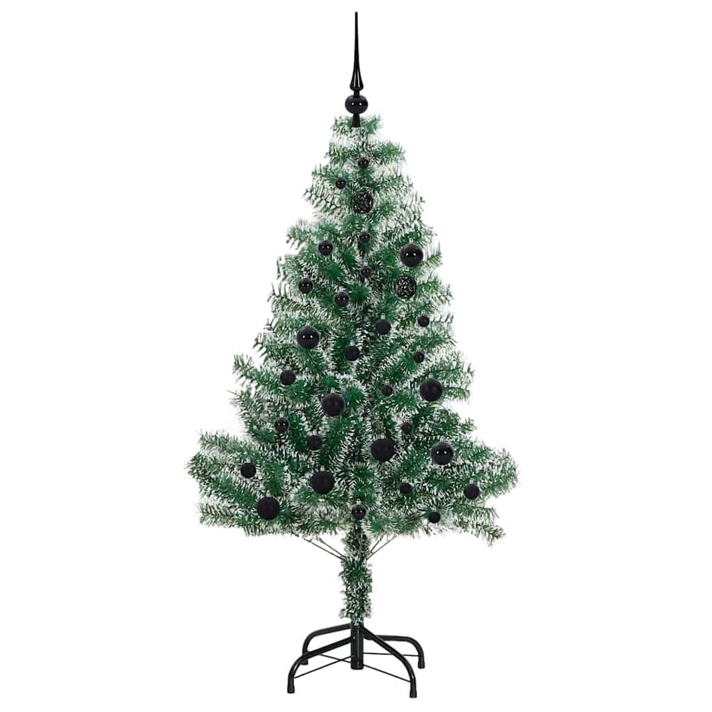 Konstgjord Julgran Snöflockad med LED Ljus Grön och Vit 150 cm
