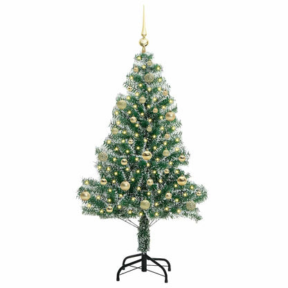 Konstgjord Julgran Snöflockad med LED Ljus Grön och Vit 150 cm