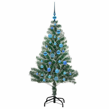 Konstgjord Julgran Snöflockad med LED Ljus Grön och Vit 150 cm