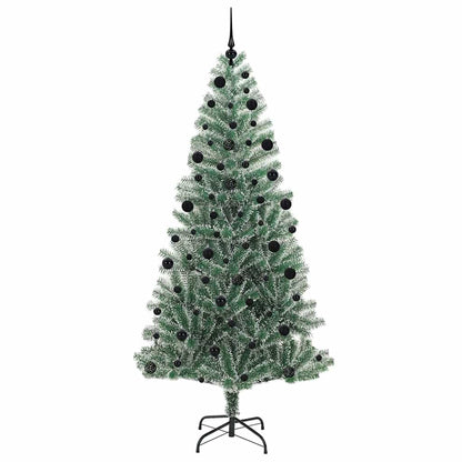 Konstgjord Julgran Snöflockad med LED Ljus Grön och Vit 210 cm