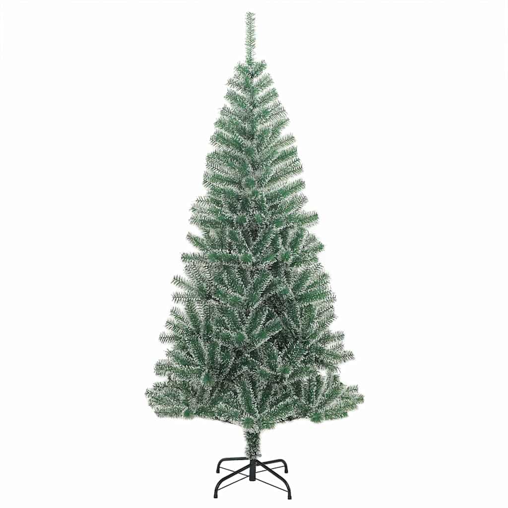 Konstgjord Julgran Snöflockad med LED Ljus Grön och Vit 210 cm