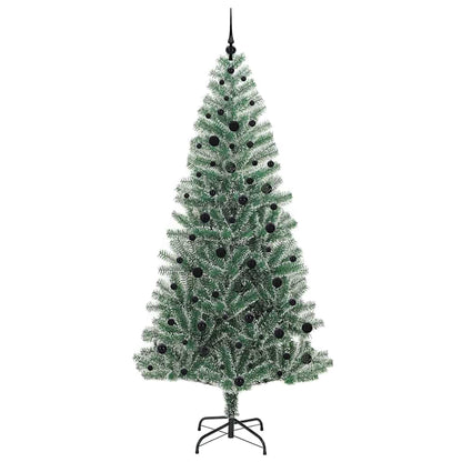 Konstgjord Julgran Snöflockad med LED Ljus Grön och Vit 240 cm