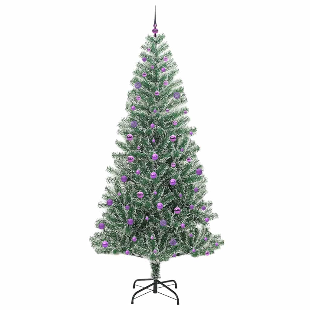 Konstgjord Julgran Snöflockad med LED Ljus Grön och Vit 240 cm
