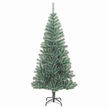 Konstgjord Julgran Snöflockad med LED Ljus Grön och Vit 240 cm