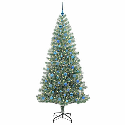 Konstgjord Julgran Snöflockad med LED Ljus Grön och Vit 240 cm