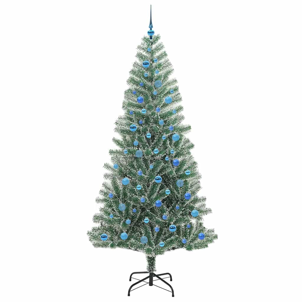 Konstgjord Julgran Snöflockad med LED Ljus Grön och Vit 240 cm