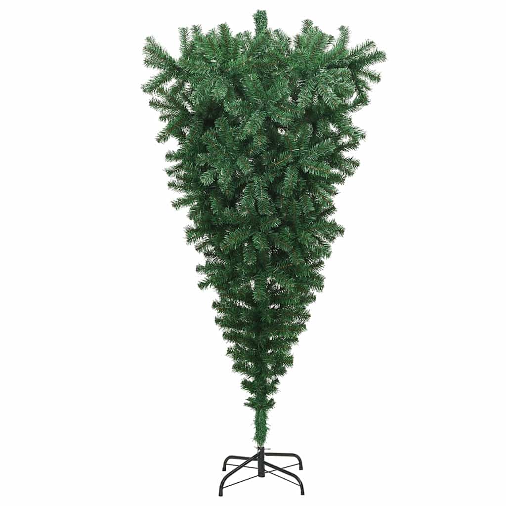 Upp-och-ner konstgjord förbelyst julgran Grön 180 cm PVC