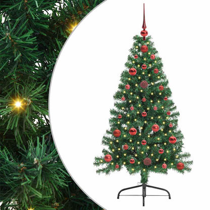 Konstgjord Förbelyst Julgran med 150 LED-lampor Grön 120 cm PVC