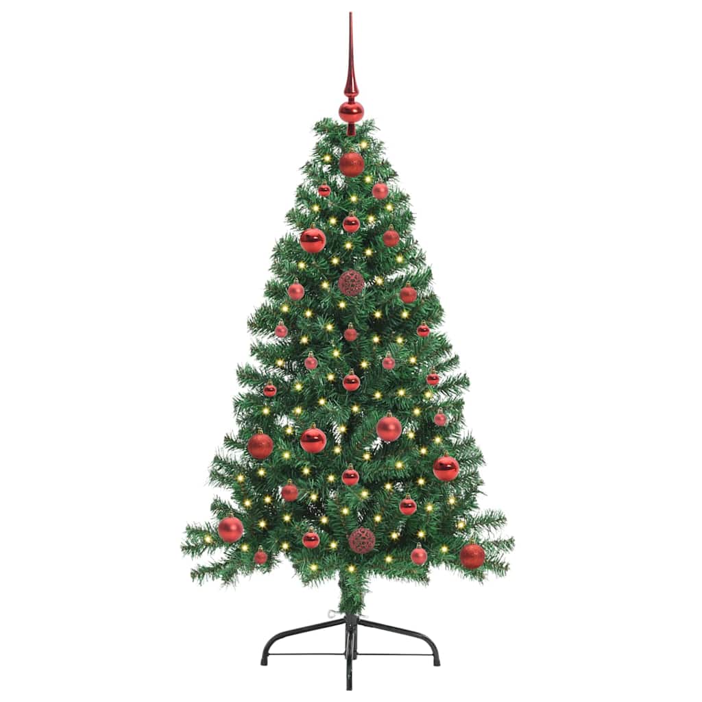 Konstgjord Förbelyst Julgran med 150 LED-lampor Grön 120 cm PVC