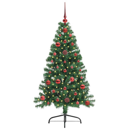 Konstgjord Förbelyst Julgran med 150 LED-lampor Grön 120 cm PVC