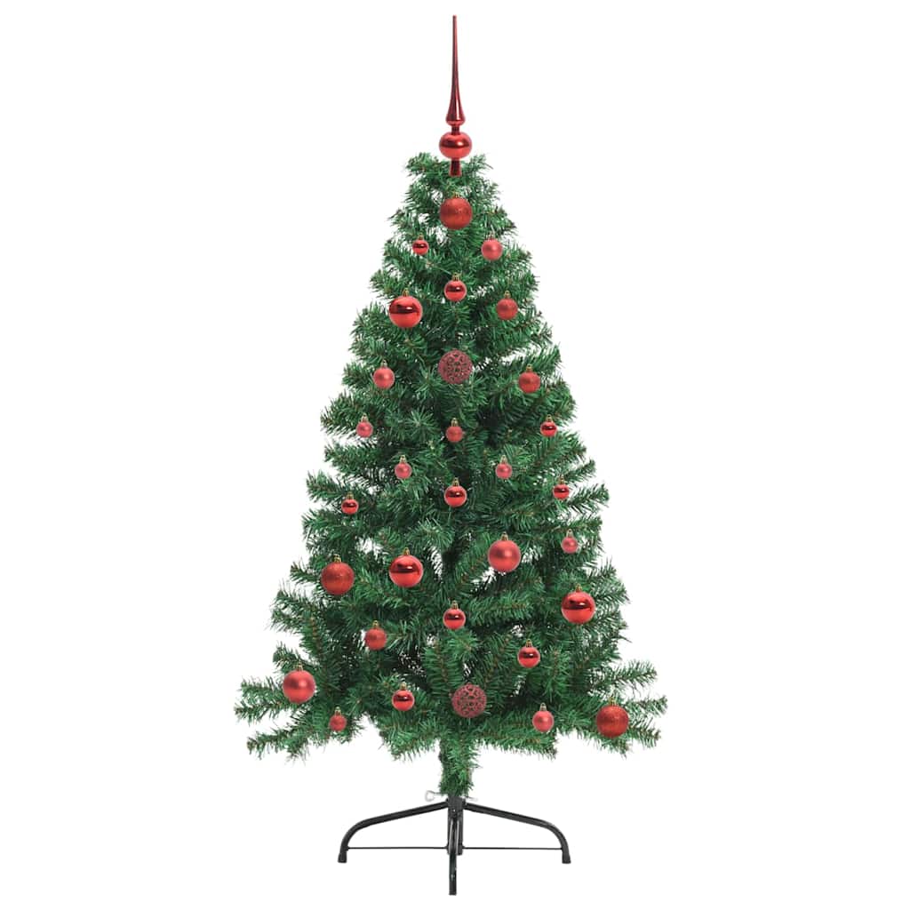 Konstgjord Förbelyst Julgran med 150 LED-lampor Grön 120 cm PVC