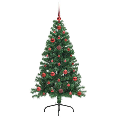 Konstgjord Förbelyst Julgran med 150 LED-lampor Grön 120 cm PVC