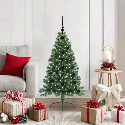 Konstgjord Förbelyst Julgran med 150 LED-lampor Grön 120 cm PVC