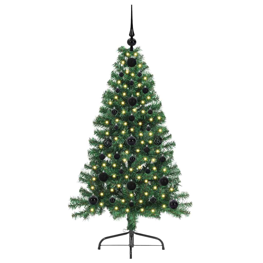 Konstgjord Förbelyst Julgran med 150 LED-lampor Grön 120 cm PVC
