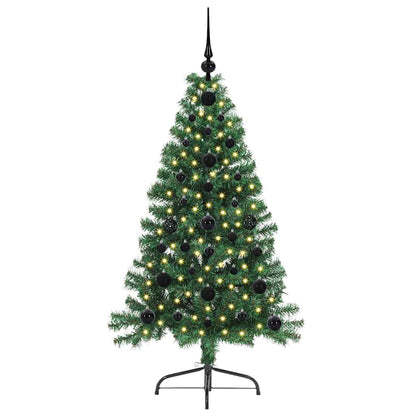 Konstgjord Förbelyst Julgran med 150 LED-lampor Grön 120 cm PVC