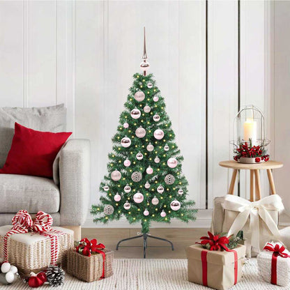Konstgjord Förbelyst Julgran med 150 LED-lampor Grön 120 cm PVC