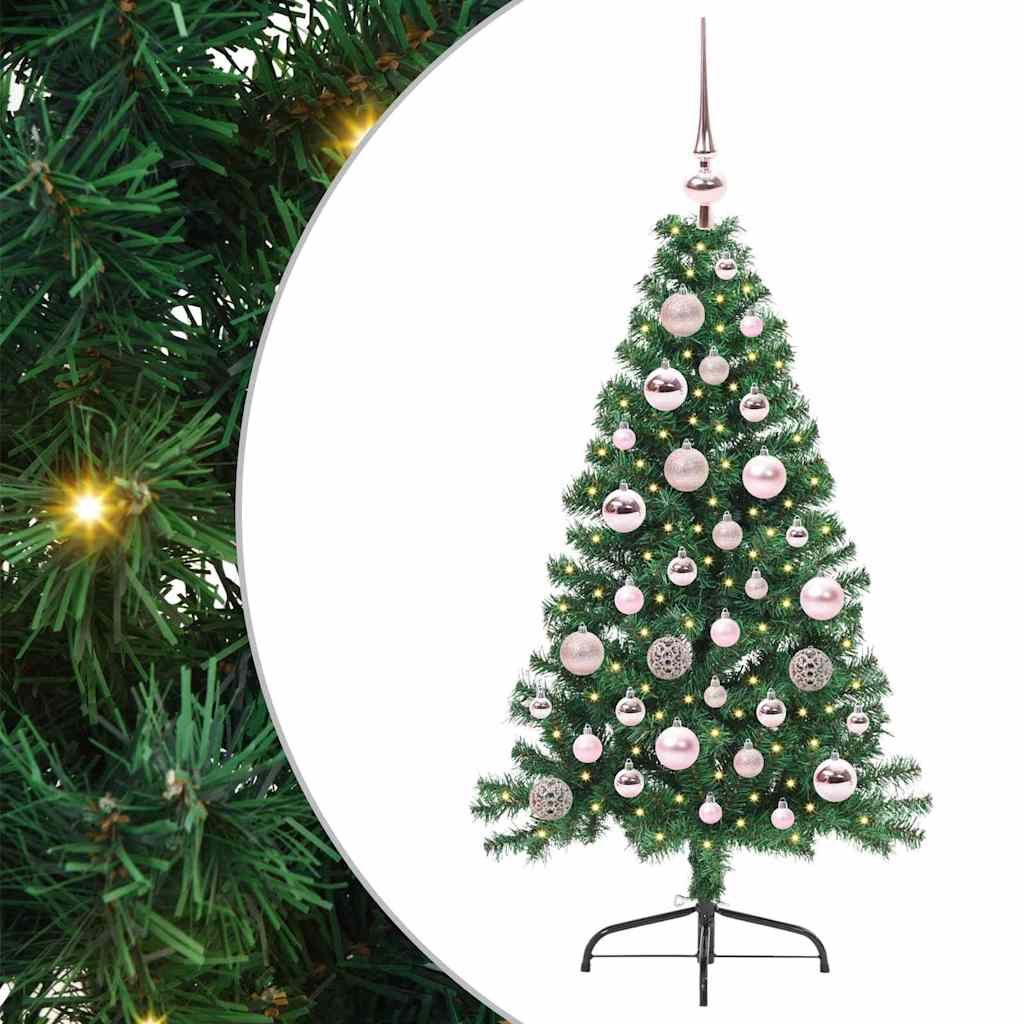 Konstgjord Förbelyst Julgran med 150 LED-lampor Grön 120 cm PVC