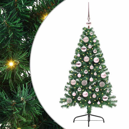 Konstgjord Förbelyst Julgran med 150 LED-lampor Grön 120 cm PVC