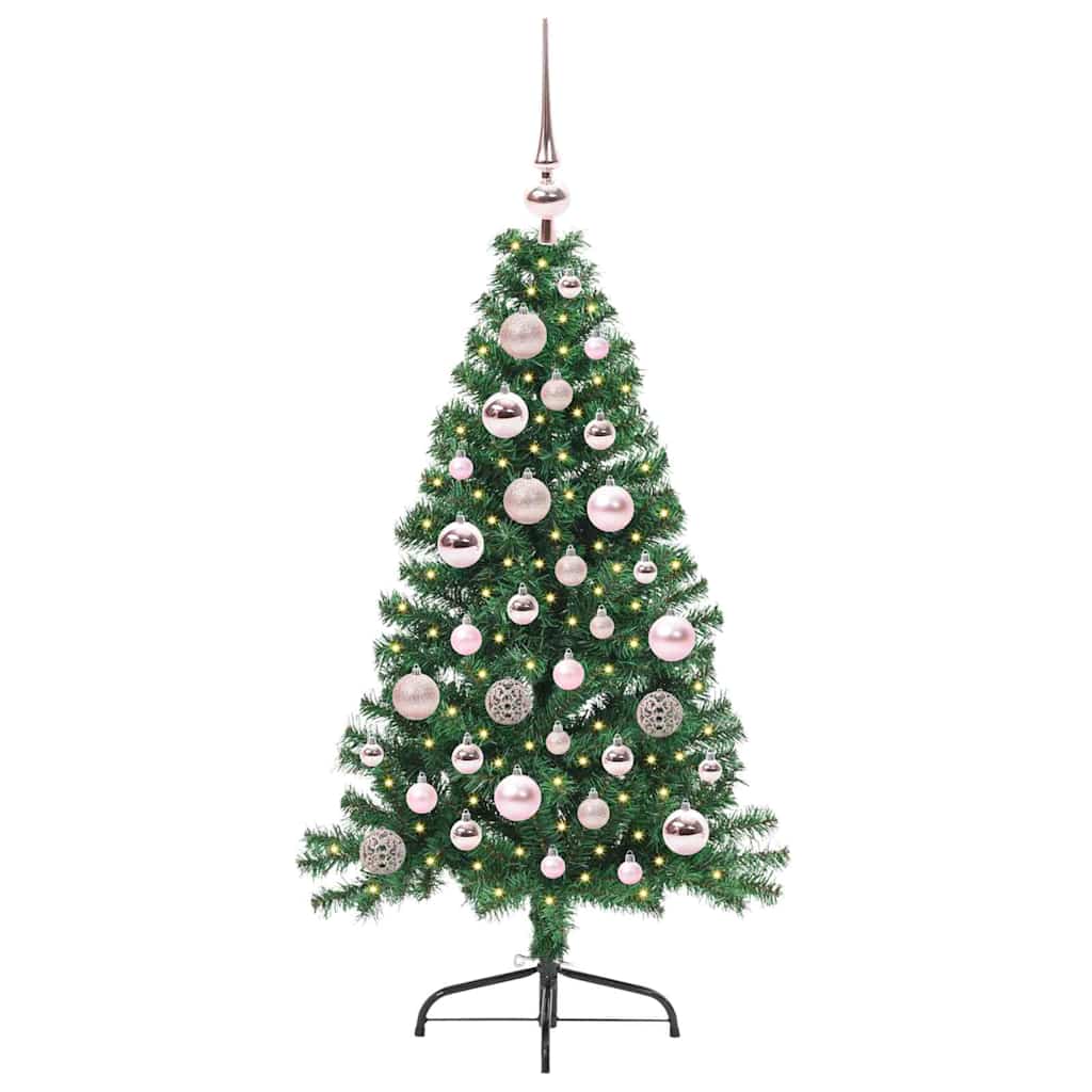 Konstgjord Förbelyst Julgran med 150 LED-lampor Grön 120 cm PVC