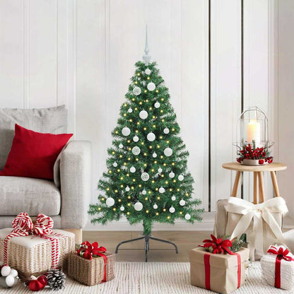 Konstgjord Förbelyst Julgran med 150 LED-lampor Grön 120 cm PVC