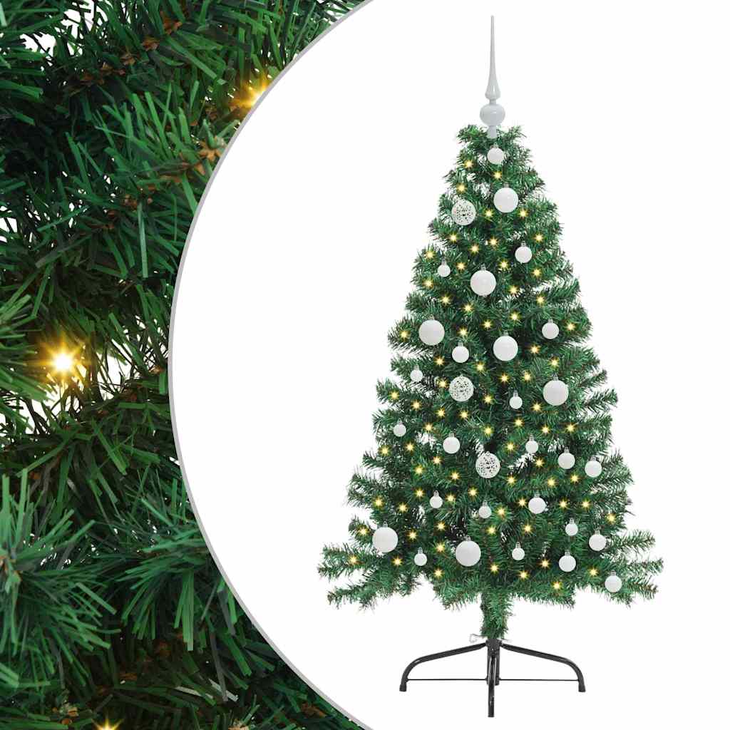 Konstgjord Förbelyst Julgran med 150 LED-lampor Grön 120 cm PVC