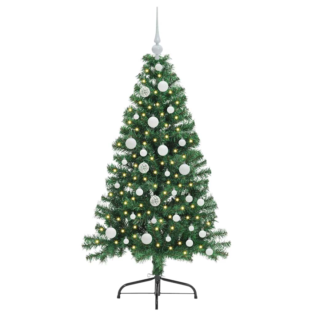 Konstgjord Förbelyst Julgran med 150 LED-lampor Grön 120 cm PVC