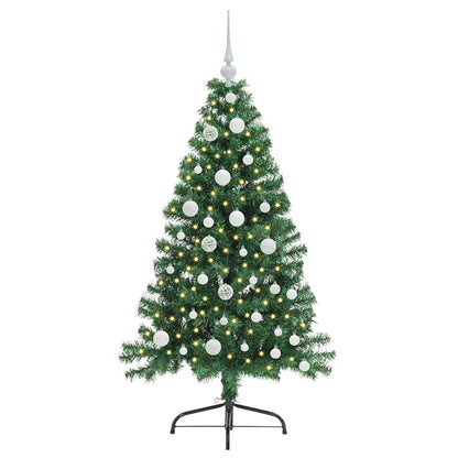 Konstgjord Förbelyst Julgran med 150 LED-lampor Grön 120 cm PVC