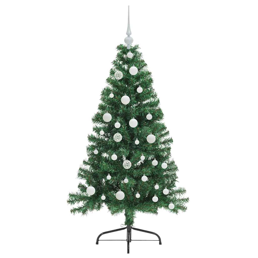 Konstgjord Förbelyst Julgran med 150 LED-lampor Grön 120 cm PVC