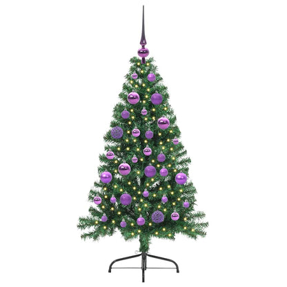 Konstgjord Förbelyst Julgran med 150 LED-lampor Grön 120 cm PVC