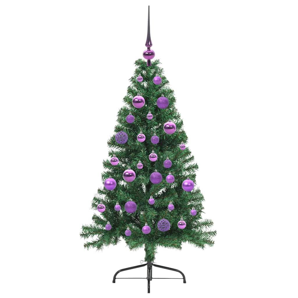 Konstgjord Förbelyst Julgran med 150 LED-lampor Grön 120 cm PVC