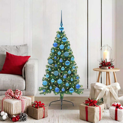 Konstgjord Förbelyst Julgran med 150 LED-lampor Grön 120 cm PVC