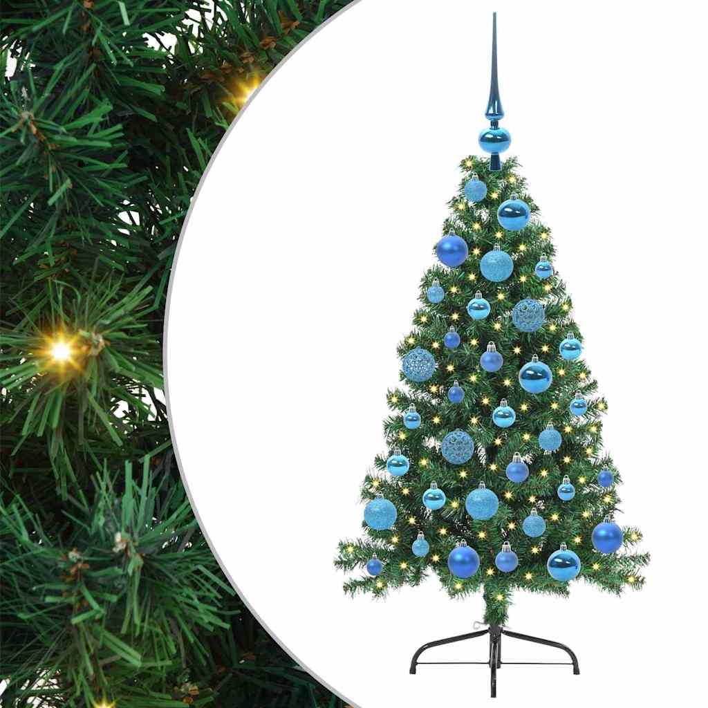 Konstgjord Förbelyst Julgran med 150 LED-lampor Grön 120 cm PVC