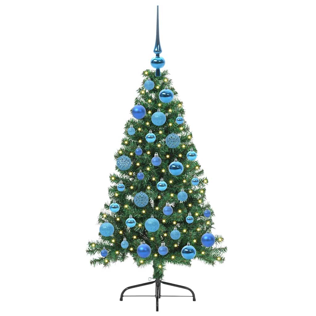 Konstgjord Förbelyst Julgran med 150 LED-lampor Grön 120 cm PVC