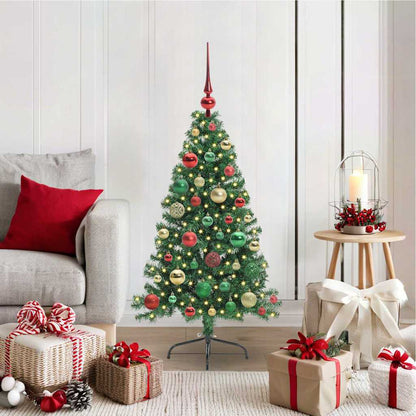 Konstgjord Förbelyst Julgran med 150 LED-lampor Grön 120 cm PVC