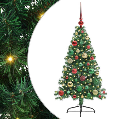 Konstgjord Förbelyst Julgran med 150 LED-lampor Grön 120 cm PVC