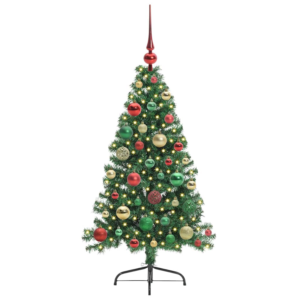 Konstgjord Förbelyst Julgran med 150 LED-lampor Grön 120 cm PVC