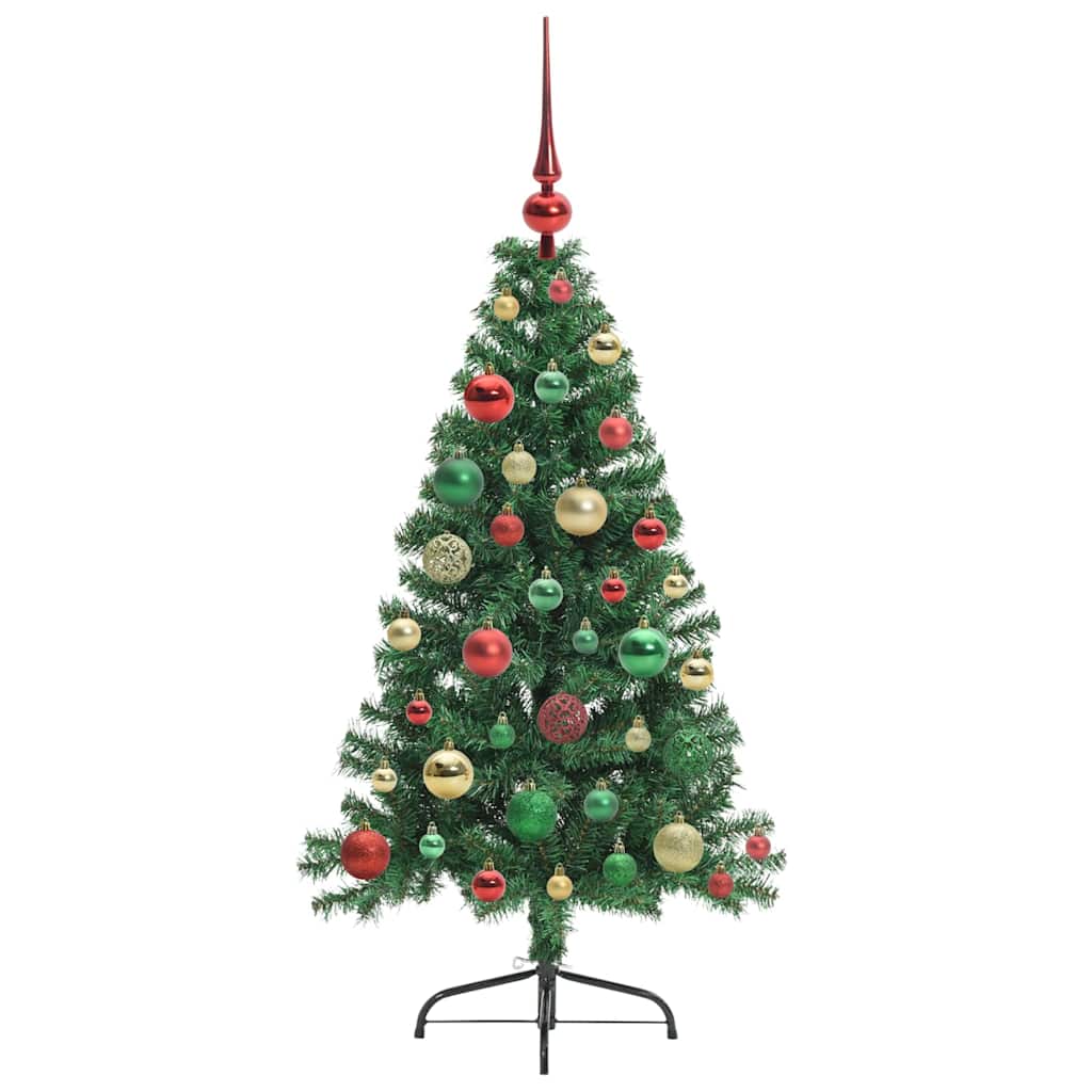Konstgjord Förbelyst Julgran med 150 LED-lampor Grön 120 cm PVC