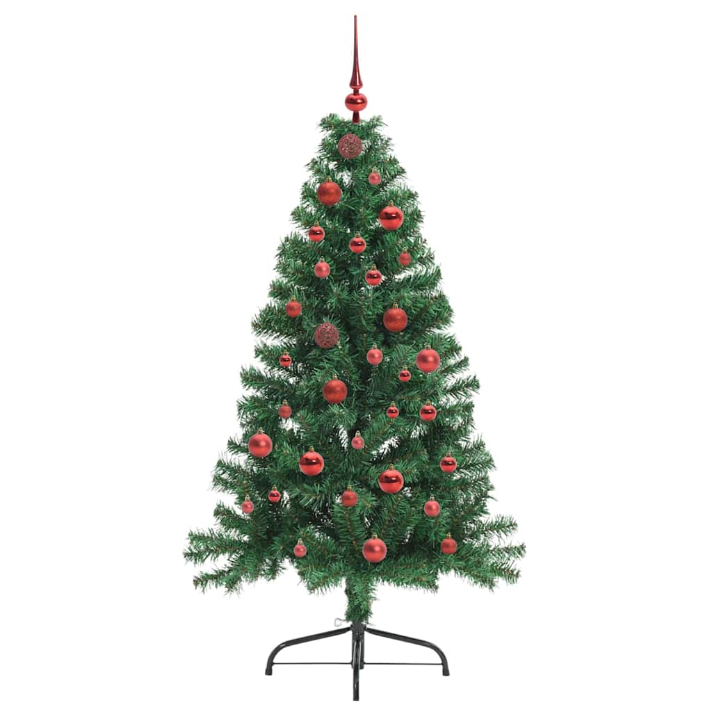 Konstgjord Förbelyst Julgran med 150 LED-lampor Grön 150 cm PVC
