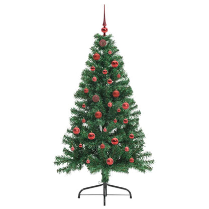 Konstgjord Förbelyst Julgran med 150 LED-lampor Grön 150 cm PVC