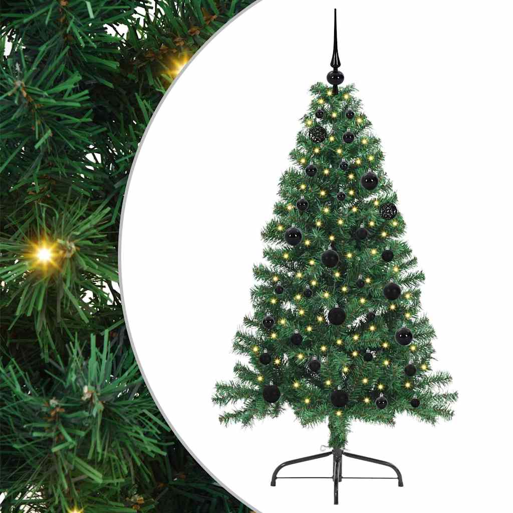 Konstgjord Förbelyst Julgran med 150 LED-lampor Grön 150 cm PVC