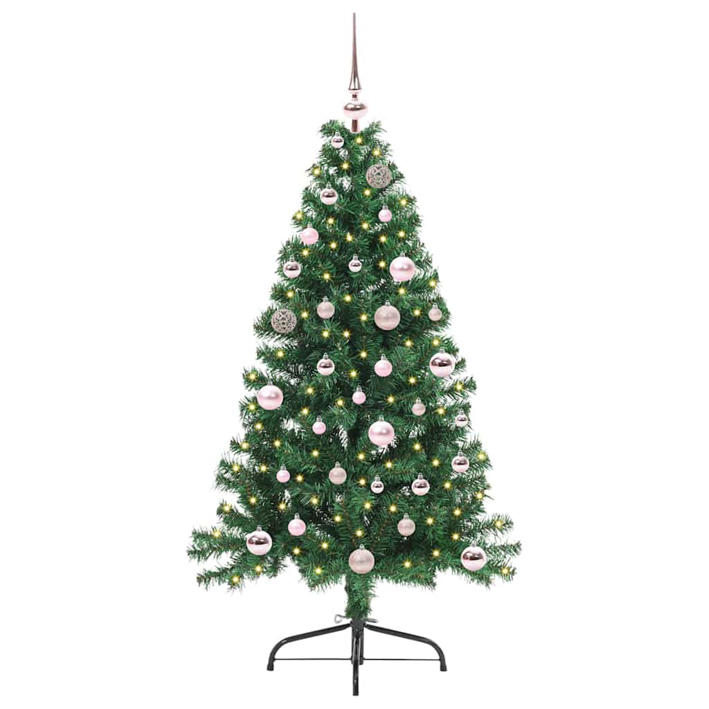 Konstgjord Förbelyst Julgran med 150 LED-lampor Grön 150 cm PVC
