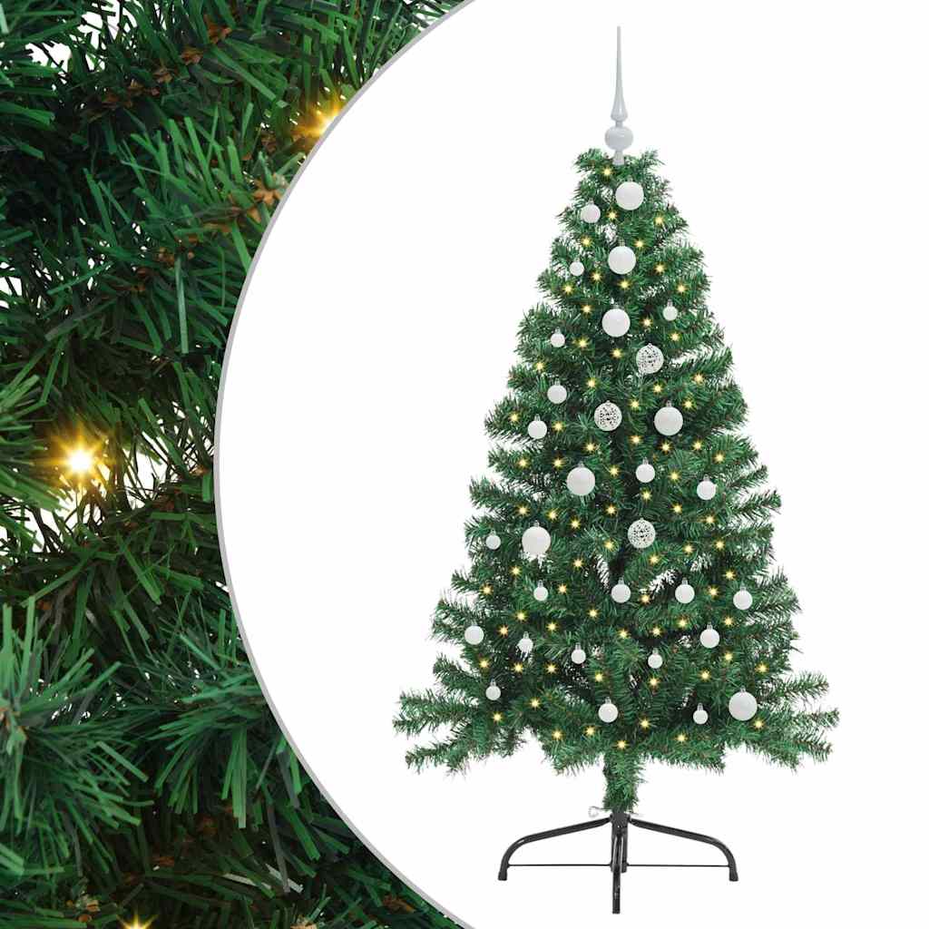 Konstgjord Förbelyst Julgran med 150 LED-lampor Grön 150 cm PVC