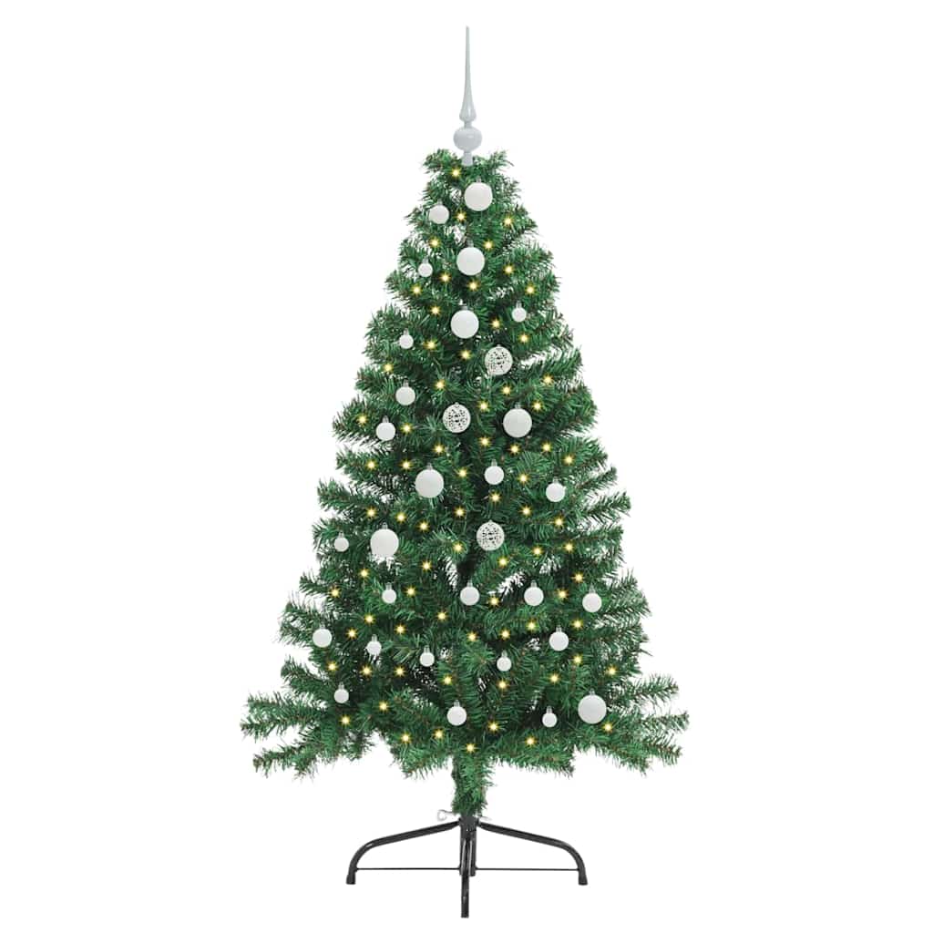 Konstgjord Förbelyst Julgran med 150 LED-lampor Grön 150 cm PVC